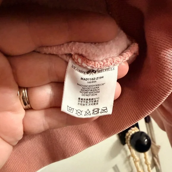 Brandy Melville Pink Zip Up Hoodie One Size Oversized Dusty Rose Full Zip - Picture 6 of 9